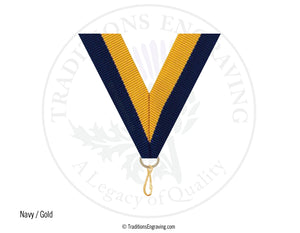 Navy and gold ribbon.