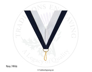 Navy and white ribbon.
