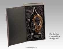 Load image into Gallery viewer, Black and gold glass award in box