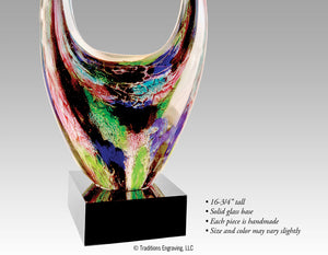 Close-up dual rising glass award