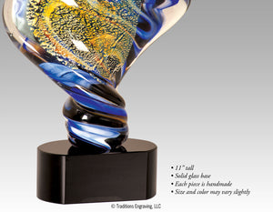 Close-up diamond twist glass award