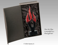 Load image into Gallery viewer, Red and black flame glass award in box