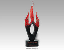 Load image into Gallery viewer, Red and black flame art glass award