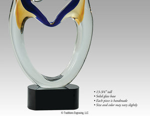Close-up of Together art glass award