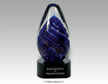 Load image into Gallery viewer, Blue tear drop glass award