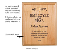 Load image into Gallery viewer, Red Alder plaques do not require a metal plate, we engrave directly on the wood.