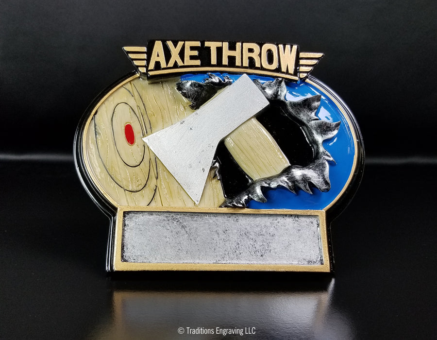 Axe Throwing Burst Plate front view