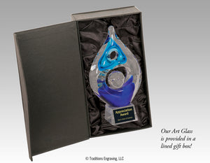 Winner art glass award in a presentation box