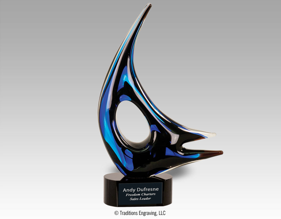 Blue sail glass award