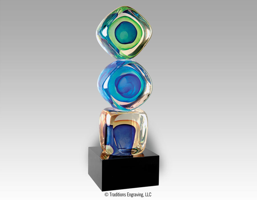 Stacked blocks art glass award