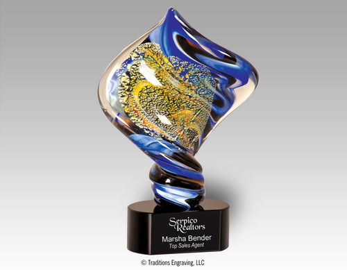 Diamond twist art glass award