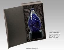Load image into Gallery viewer, Blue tear drop glass award in box