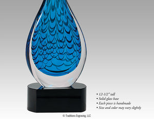 Art Glass - Blue Raindrop