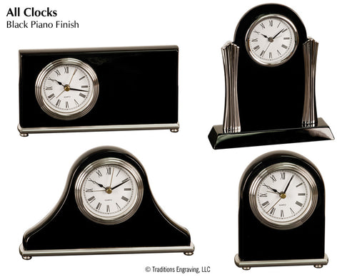Desk Clock - Wood Black Piano Finish
