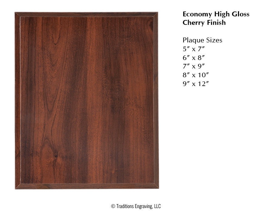 Glossy cherry finish economy plaque