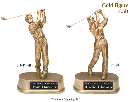 Gold Figure Golf Statues