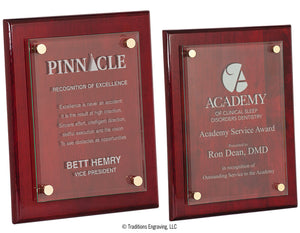 High-Gloss Wood and Glass Plaque