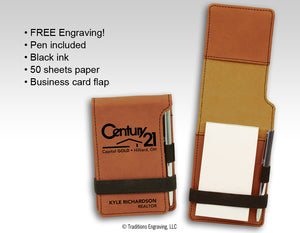 Leatherette Notepad with Pen
