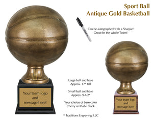 Antique Gold Resin Basketball