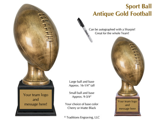 Antique Gold Resin Football