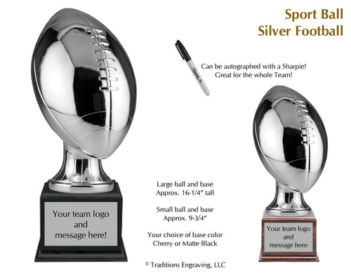 Brilliant Silver Life Size Resin Football