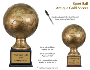 Antique Gold Resin Soccer Ball