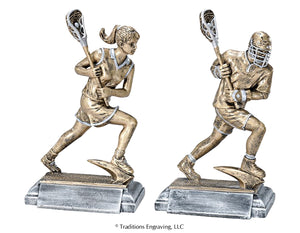 Female and male lacrosse players