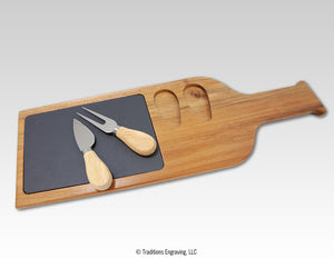 Acacia Wood/Slate Serving Board with Utensils